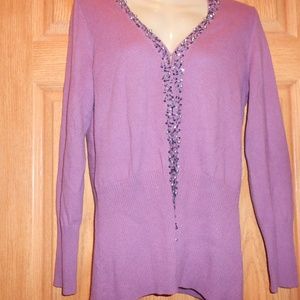 Sigrid Olsen Collection Lavender Beaded Sweater
